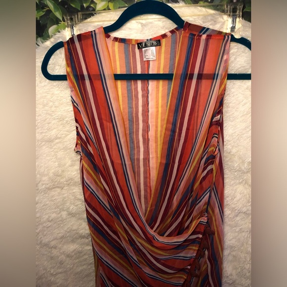 Striped Multicolor Sleeveless Coverup Dress - Picture 6 of 12